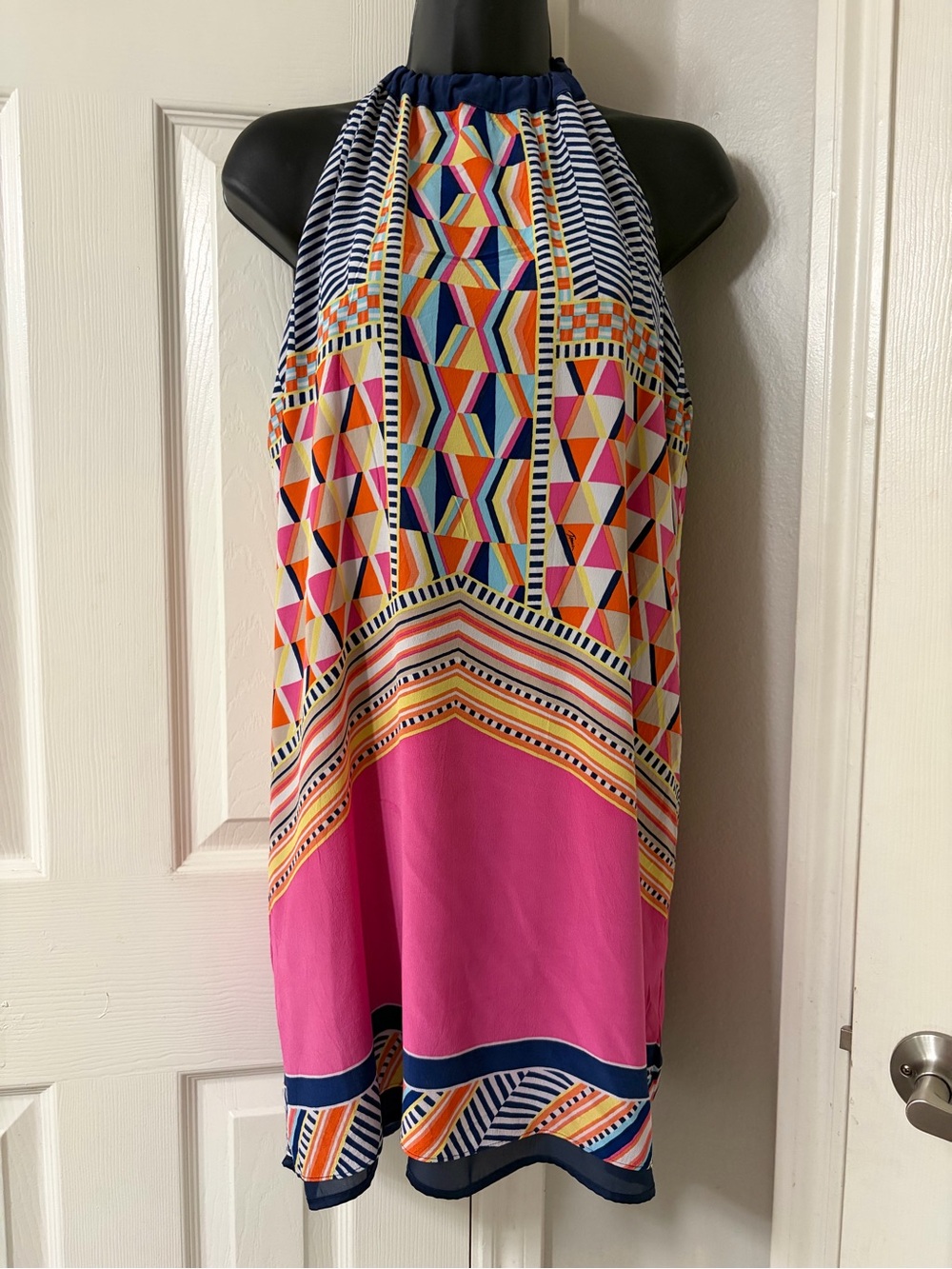 Trina Turk Geometric Print Halter Dress